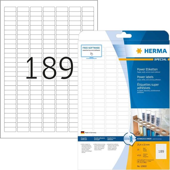HERMA Power labels, with strong adhesion A4, 25,4 x 10 mm 10900