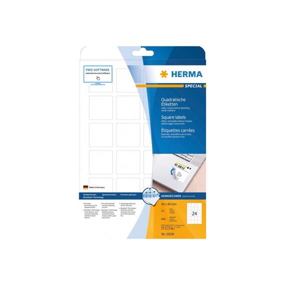 HERMA Removable labels A4, 40 x 40 mm, white 10108
