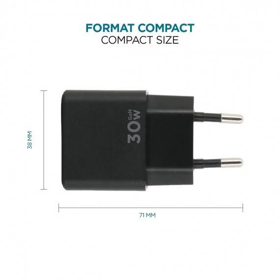 Mobilis Power adapter fast, gan 30 Watt QC, PDPPS 2 001362