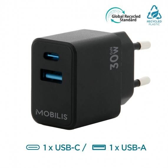 Mobilis Power adapter fast, gan 30 Watt QC, PDPPS 2 001362