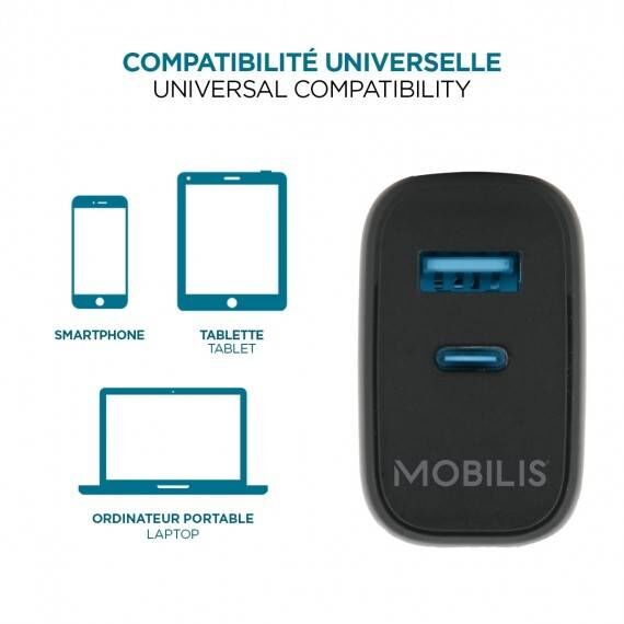 Mobilis Power adapter fast, gan 45 Watt QC, PDPPS 2 001363