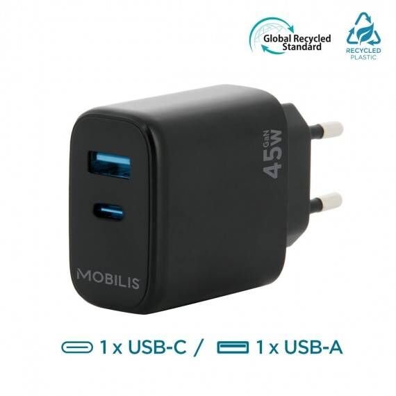 Mobilis Power adapter fast, gan 45 Watt QC, PDPPS 2 001363