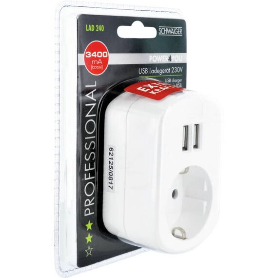 Schwaiger Power adapter 3.4 A / 2 output connectors ( | LAD240532