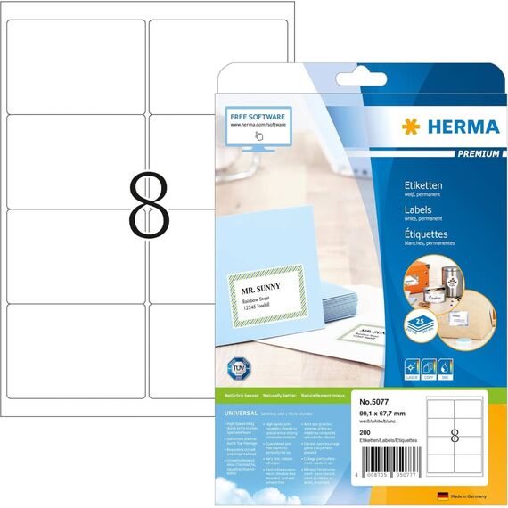 HERMA Premium Paper matte permanent selfadhesive white 5077