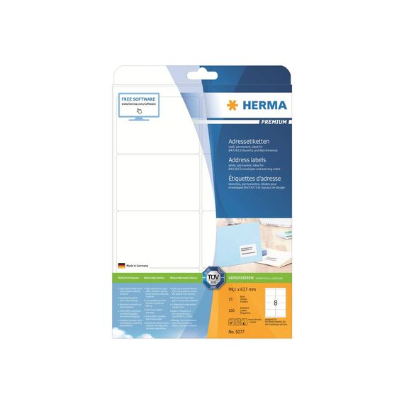 HERMA Premium Paper matte permanent selfadhesive white 5077