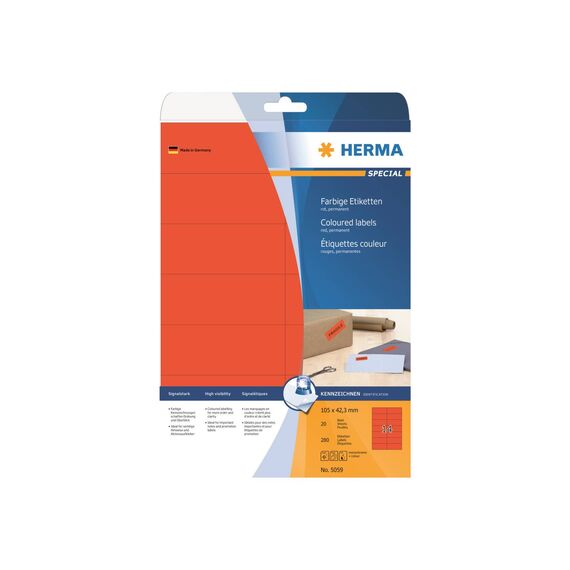 HERMA Special Paper matte permanent selfadhesive red 105 5059