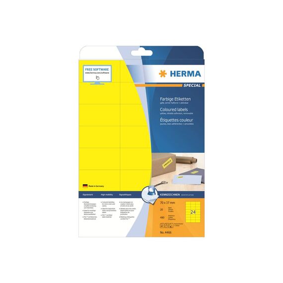 HERMA Special Paper matte permanent selfadhesive yellow 4466
