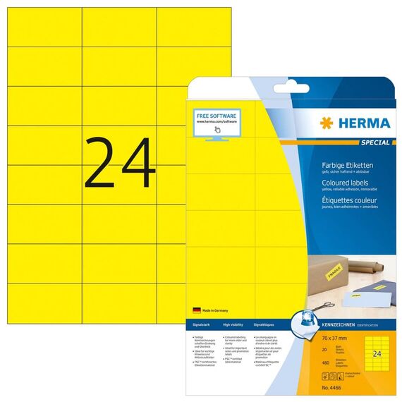 HERMA Special Paper matte permanent selfadhesive yellow 4466