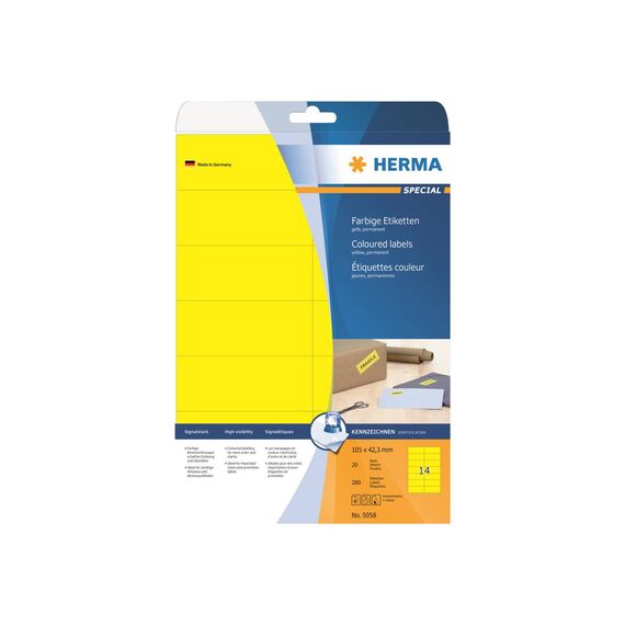 HERMA Special Paper matte permanent selfadhesive yellow 5058