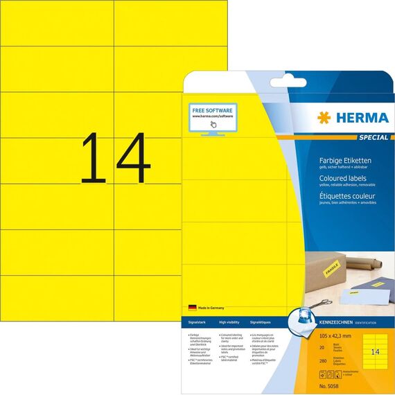 HERMA Special Paper matte permanent selfadhesive yellow 5058