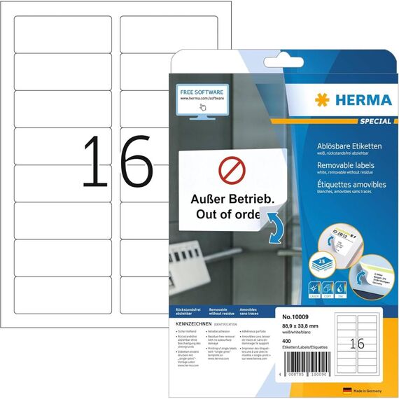 HERMA Special Paper matte removable selfadhesive white 10009