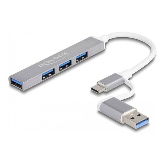 Delock 4 Port Slim USB Hub with USB Type-C