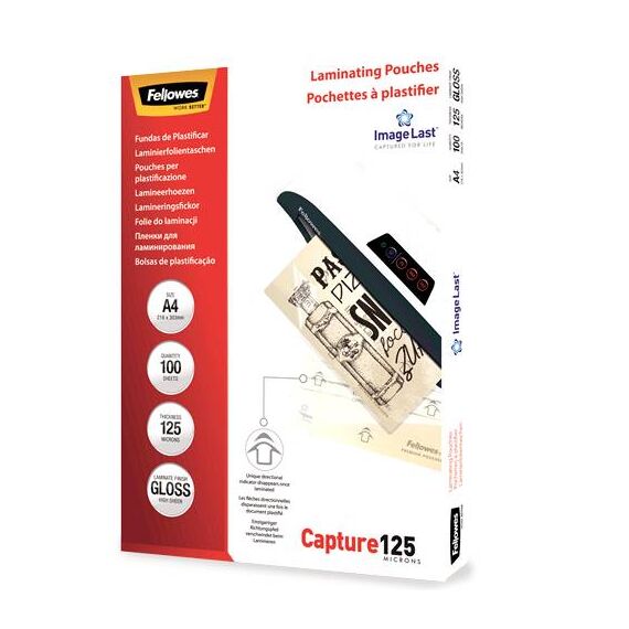 Fellowes A4 125 Micron Laminating Pouches 100 Pack