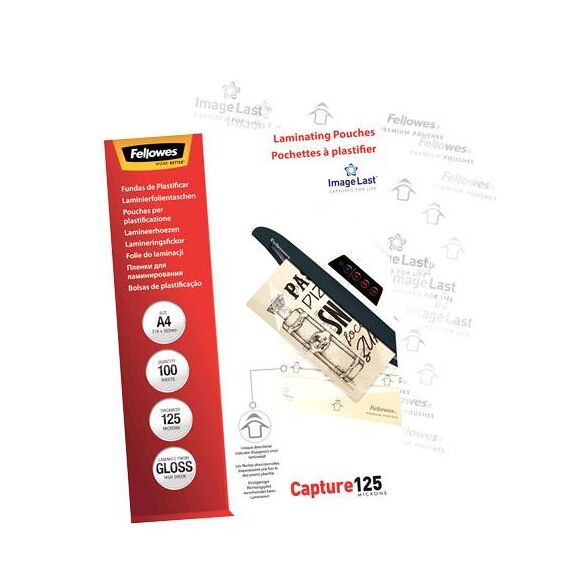 Fellowes A4 125 Micron Laminating Pouches 100 Pack
