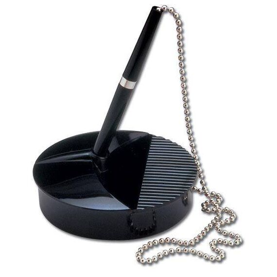 Fellowes Ballpoint Pen with Chain and Base Black