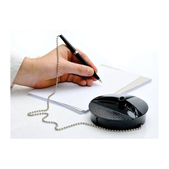 Fellowes Ballpoint Pen with Chain and Base Black