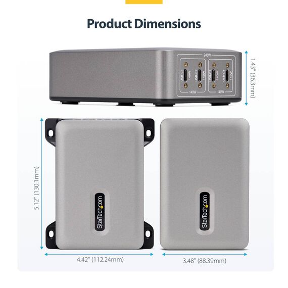 StarTech 4-Port USB-C GaN Charger 240W 140W