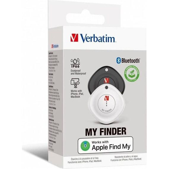Verbatim My Finder MYF-02 Bluetooth Item Finder 2-Pack Black White
