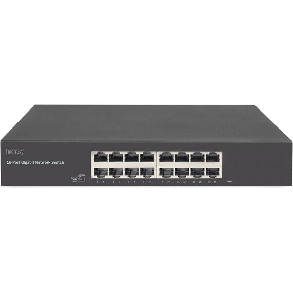DIGITUS DN-80112-2 16-Port Gigabit Switch, Unmanaged, 19"