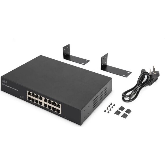 DIGITUS DN-80112-2 16-Port Gigabit Switch, Unmanaged, 19"