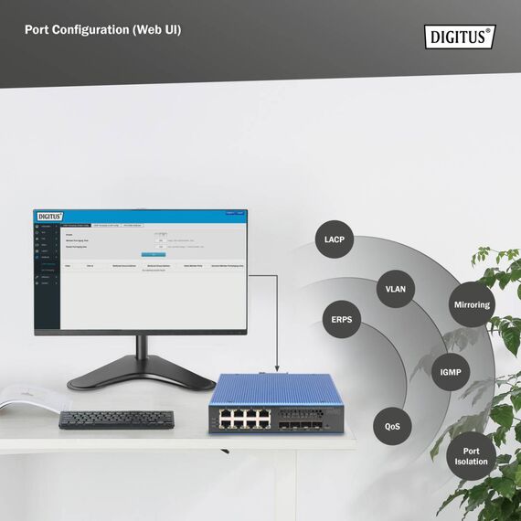 Digitus DN-651156 Industrial L2 Managed Switch DIN Rail