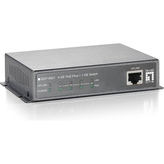 LevelOne GEP-0521 4-Port Gigabit Unmanaged PoE+ Switch