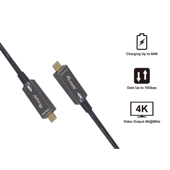 Equip 119463 15m USB 3.2 Gen 2 Active Optical Cable USB-C 10Gbps 4K 60W PD