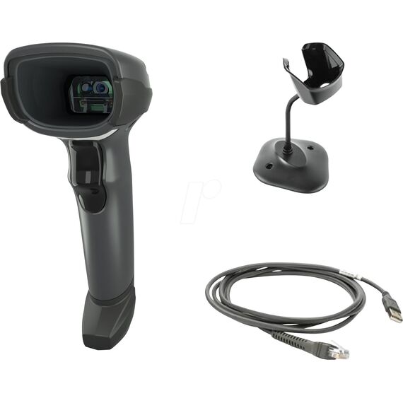 Zebra DS4608-SR – 2D Standard Range Barcode Scanner, USB Kit + Stand, Black