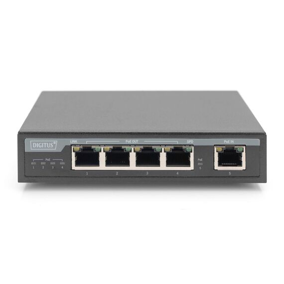 DIGITUS 4-Port Gigabit 4PPoE Extender | 802.3at | 60 W