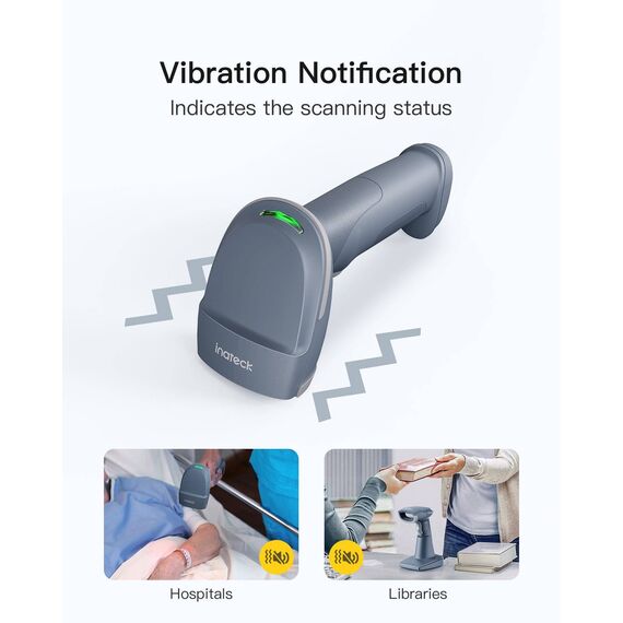 Inateck BCST-54 – 1D/2D Wireless Scanner, Bluetooth 5.0 + Smart Base, Blue