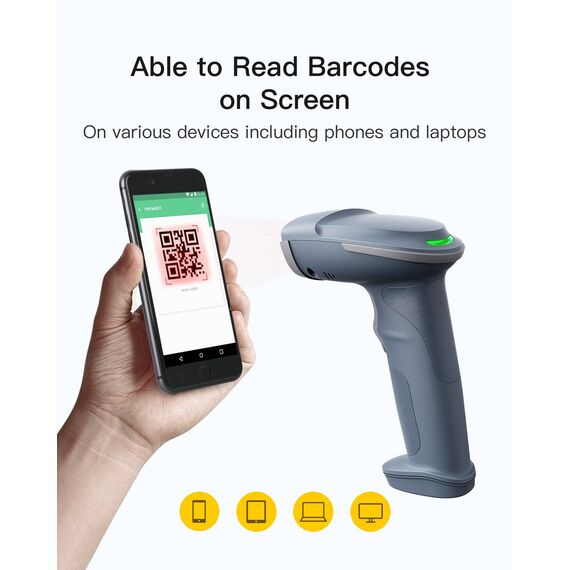 Inateck BCST-54 – 1D/2D Wireless Scanner, Bluetooth 5.0 + Smart Base, Blue