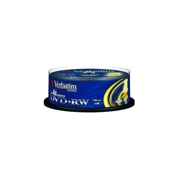 Verbatim 43489 DVD+RW 4.7GB 4x Matt Silver 25-Pack Spindle