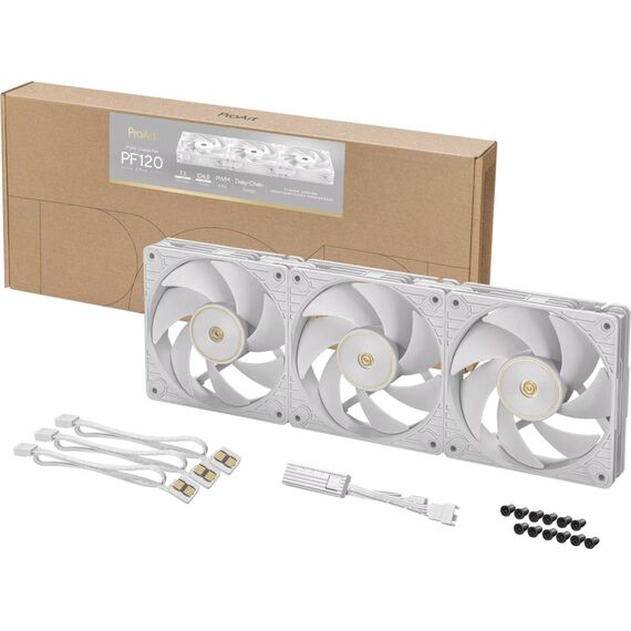 ASUS ProArt PF120 PWM 120mm Fan White — Triple Pack
