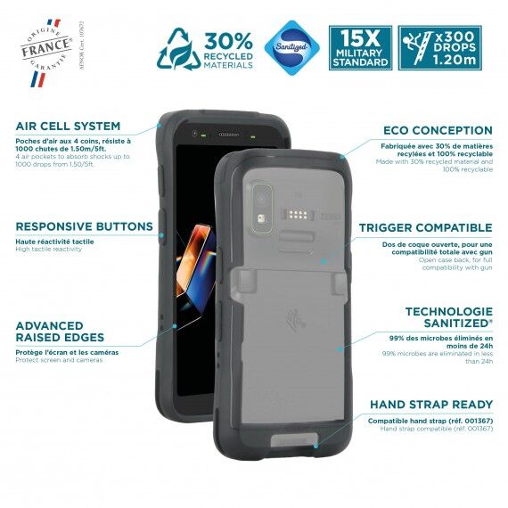 Mobilis PROTECH rugged protective case for Zebra TC501, black