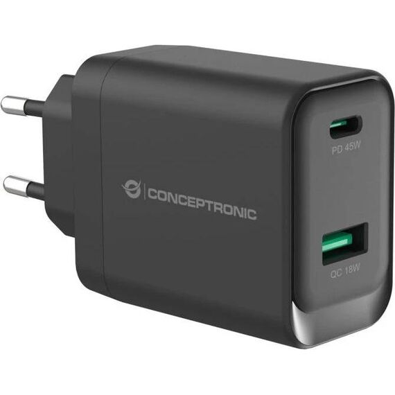 Conceptronic ALTHEA20B45 45W GaN USB-C PD Charger Black