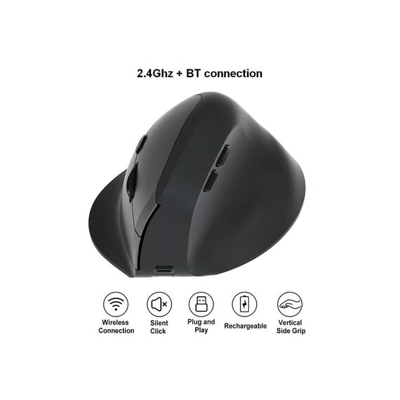 Equip 245120 Ergonomic Rechargeable Wireless Mouse Black