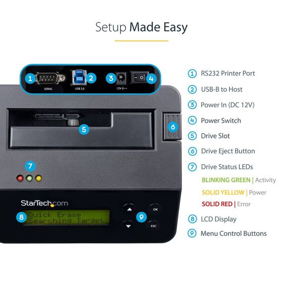 StarTech.com USB 3.0 Hard Drive Eraser Dock SDOCK1EU3P2