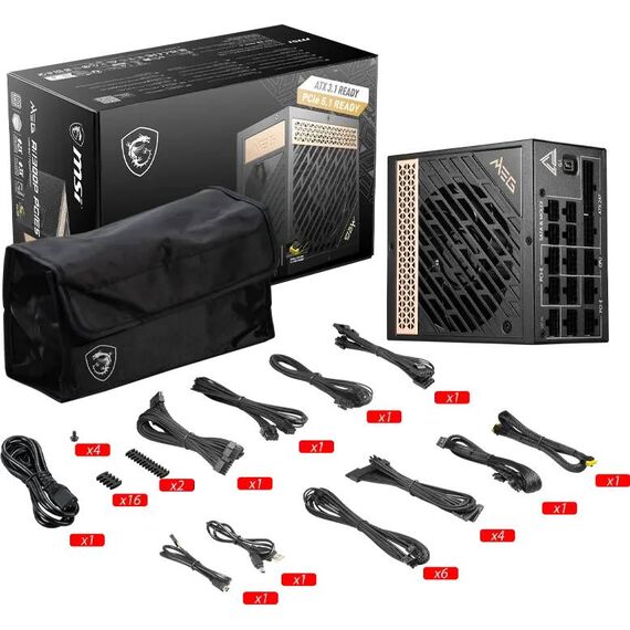MSI MEG Ai1300P PCIE5 1300W 80+ Platinum PSU