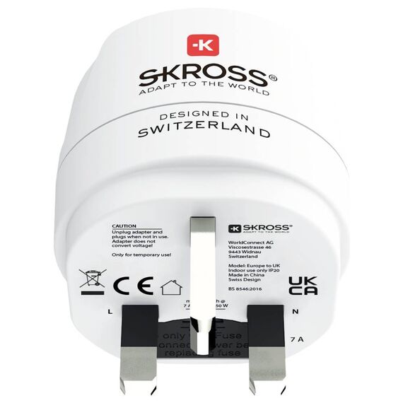 SKROSS Country Adapter Europe to United Kingdom Type G
