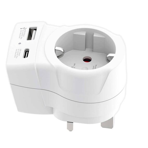 SKROSS Europe to UK Travel Adapter Type G with USB-C/USB-A