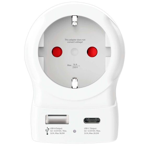 SKROSS Europe to UK Travel Adapter Type G with USB-C/USB-A