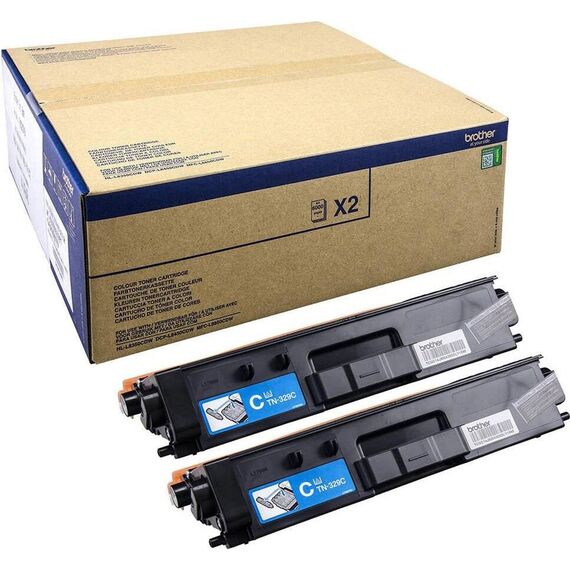 Brother TN329C 2-pack cyan original toner cartridge for DCP L8450CDW / HL-L8350CDW, L8350CDWT, L8850CDW / MFC L8850CDW