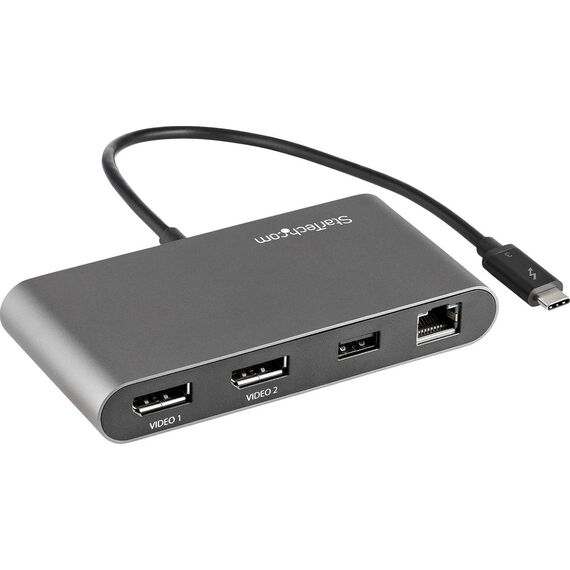 StarTech.com TB3DKM2DPL Thunderbolt 3 Mini Dock Dual DisplayPort 4K 60Hz Gigabit Ethernet