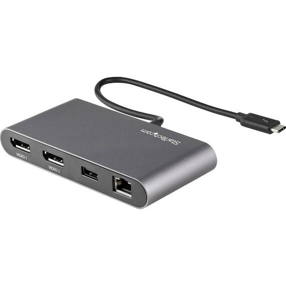 StarTech.com TB3DKM2DPL Thunderbolt 3 Mini Dock Dual DisplayPort 4K 60Hz Gigabit Ethernet