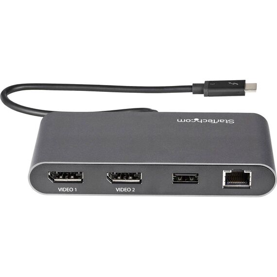 StarTech.com TB3DKM2DPL Thunderbolt 3 Mini Dock Dual DisplayPort 4K 60Hz Gigabit Ethernet