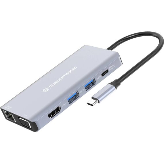 Conceptronic DONN20G USB-C Dock 4K HDMI VGA GbE 100W PD