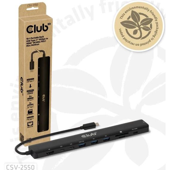Club3D CSV-2550 USB-C 10-in-1 Portable Dock 8K