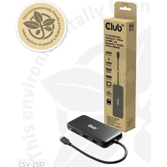 Club3D CSV-2551 USB-C 8-in-1 Portable Dock 8K