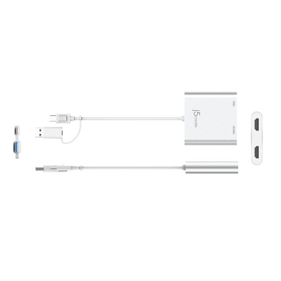 j5create JCA365 USB-C to Dual HDMI 4K Adapter Silver