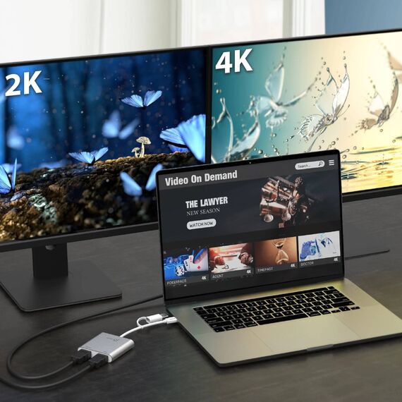 j5create JCA365 USB-C to Dual HDMI 4K Adapter Silver
